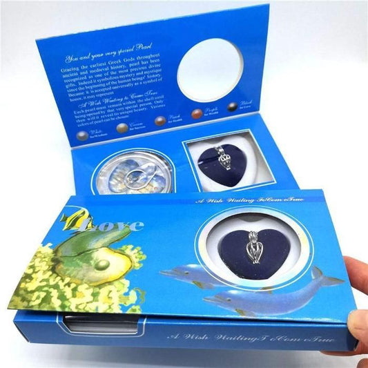 Ocean Love Freshwater Pearl Necklace Set – Real Pearl in Shell (Silver Finish)