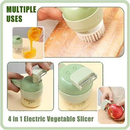 4-in-1 Portable Electric Vegetable Cutter – Wireless Food Chopper