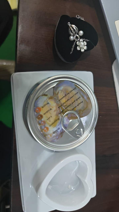 Ocean Love Freshwater Pearl Necklace Set – Real Pearl in Shell (Silver Finish)