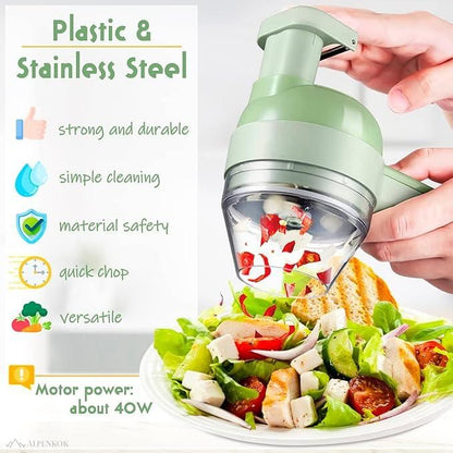 4-in-1 Portable Electric Vegetable Cutter – Wireless Food Chopper