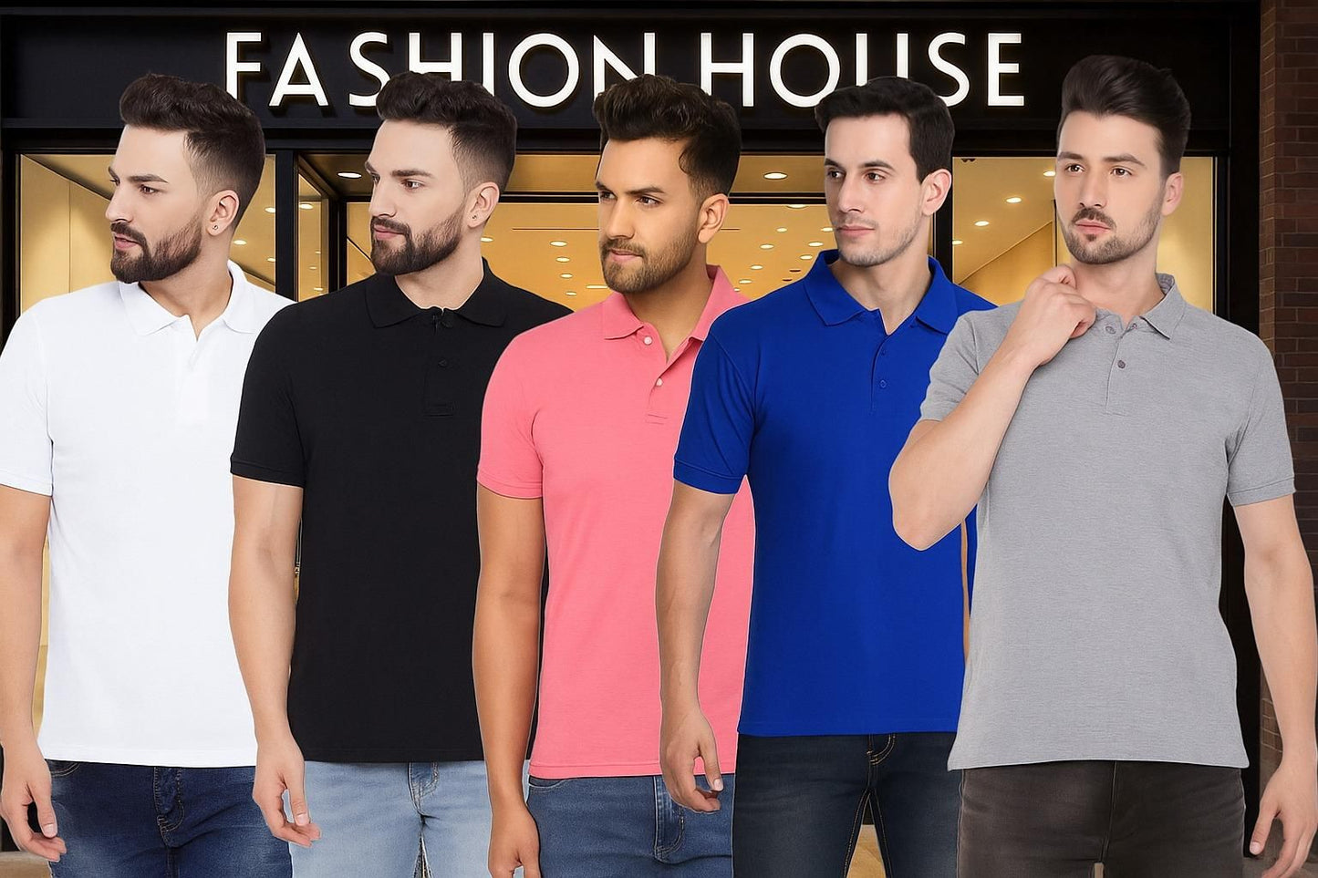 Men’s Poly Matte Polo T-Shirt Combo – Pack of 5