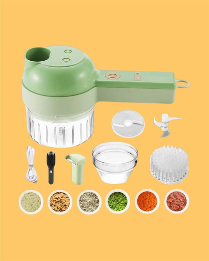 4-in-1 Portable Electric Vegetable Cutter – Wireless Food Chopper